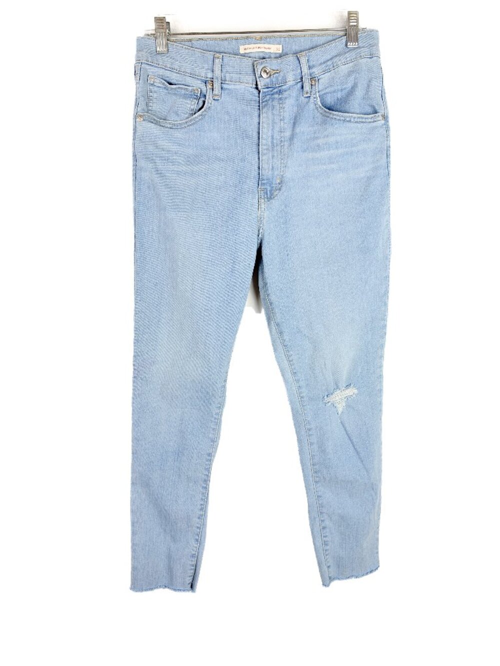Levi's Mile High Super Skinny Jeans Light Wash Distressed Raw Hem Crop Size 31